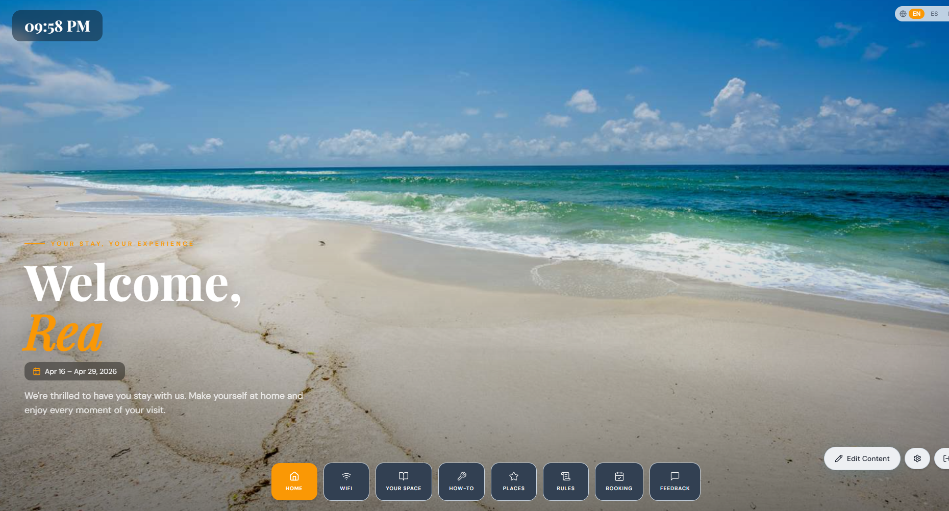 HostScreen — Digital welcome screens for rental guests